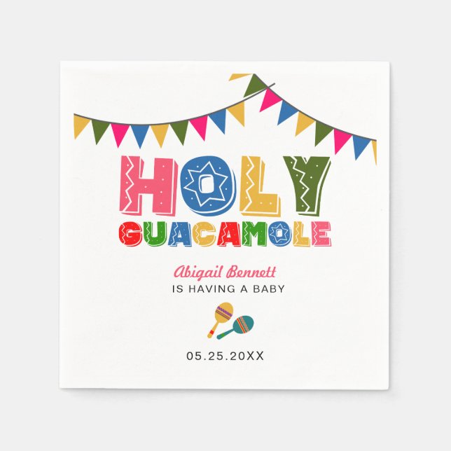 Holy Guacamole Fiesta Baby Shower Cute Colourful Napkin (Front)