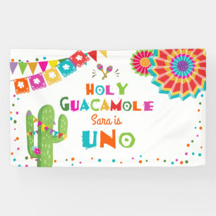 Holy Guacamole Fiesta Birthday Banner Cactus Uno