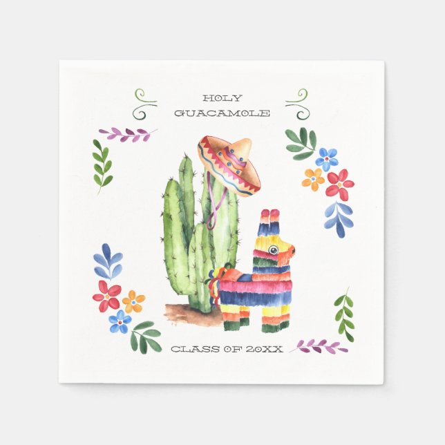 Holy Guacamole Fiesta Graduation Party Napkin (Front)