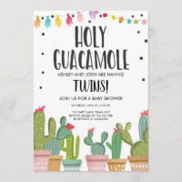 Holy Guacamole Fiesta Twins Baby Shower Invitation