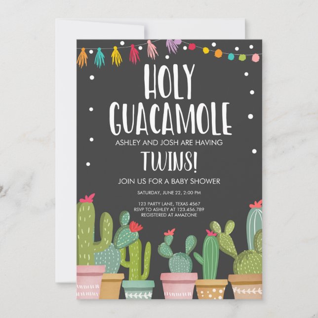 Holy Guacamole Fiesta Twins Baby Shower Invitation (Front)