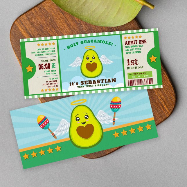 Holy guacamole first birthday ticket invitation (Creator Uploaded)