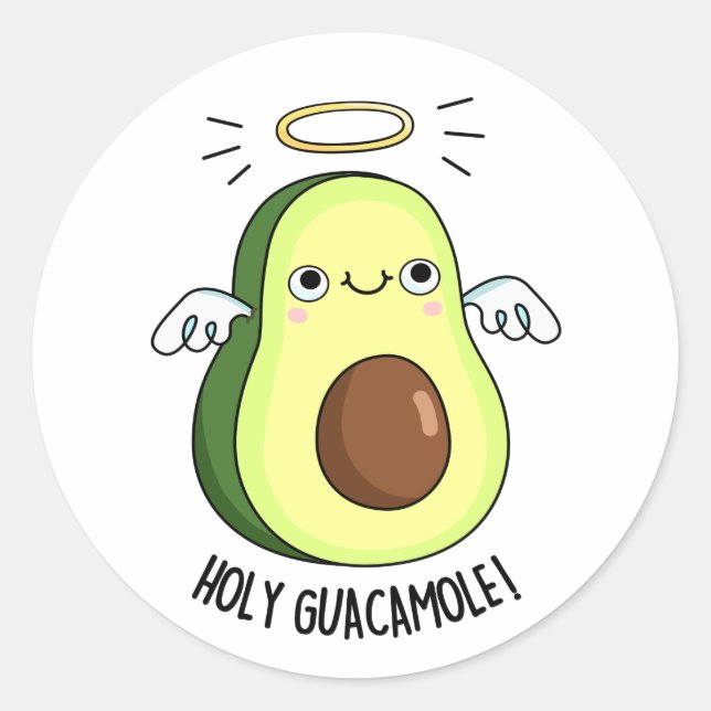 Holy Guacamole Funny Goody Avocado Pun  Classic Round Sticker (Front)
