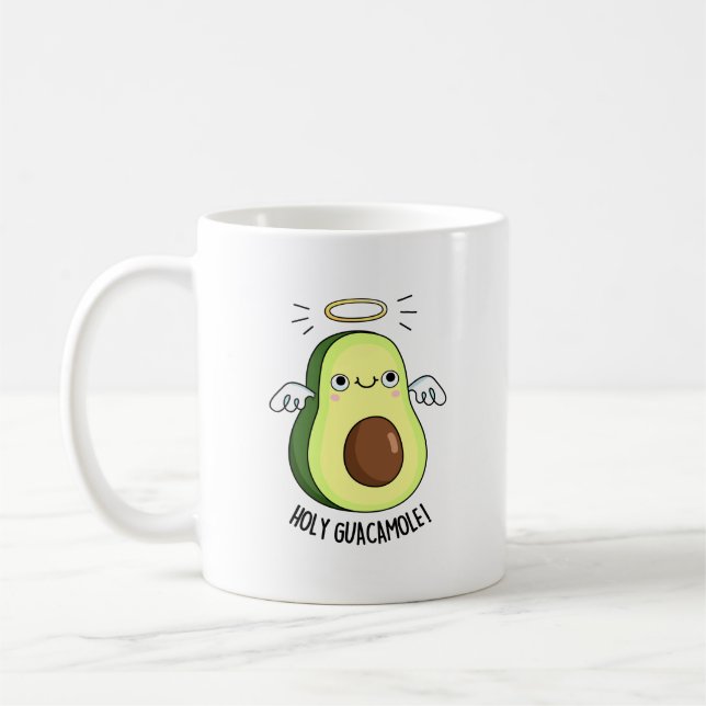 Holy Guacamole Funny Goody Avocado Pun  Coffee Mug (Left)
