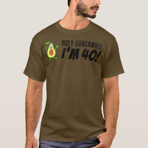 Holy Guacamole I'm 40 Cartoon Avocado Veggie Pun 4 T-Shirt
