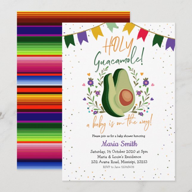 Holy Guacamole Mexican Baby Shower Invitation (Front/Back)