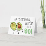 Holy Guacamole Personalized 90th Birthday Card<br><div class="desc">Celebrate someone's nintieth birthday with a bit of humour with this fun "Holy Guacamole" design. This avocado couple is paired with text that can be personalized for your intended recipient; just change the age and name and you're all set. In addition, the fonts can also both be customized to your...</div>