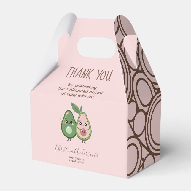 Holy Guacamole Pink Avocado Baby Shower Favor Box (Front Side)