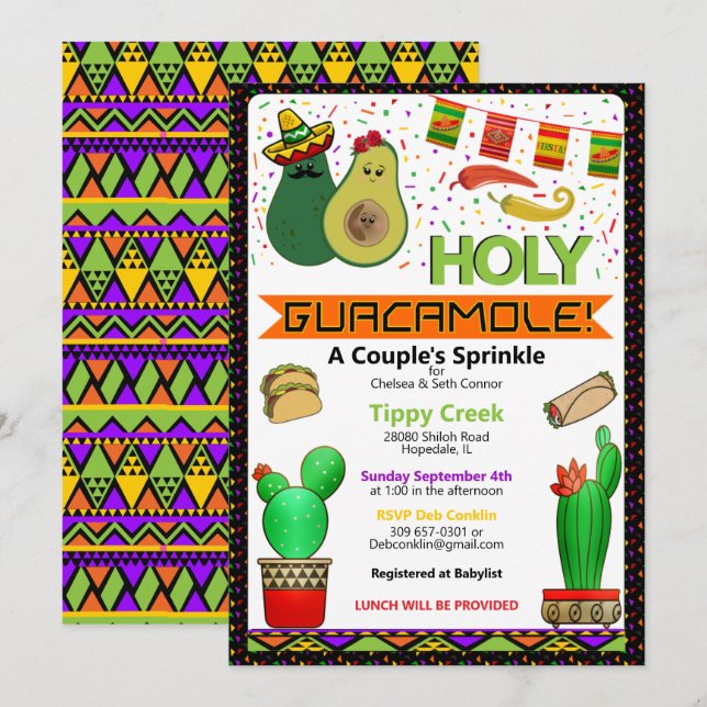 Holy Guacamole Sprinkle Shower  Invitation (Front/Back)