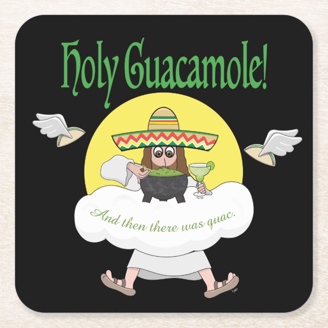 Holy Guacamole Square Paper Coaster (Front)
