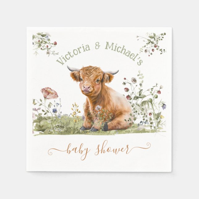 Holy Highland Cow Baby Shower Napkin (Front)