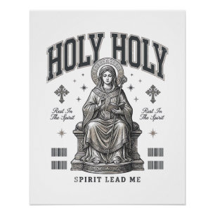 Holy Holy Vintage Engraving Religious Shirt Design Poster