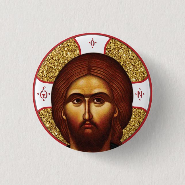 Holy  jesus Christ Orthodox Icon 1 Inch Round Button (Front)
