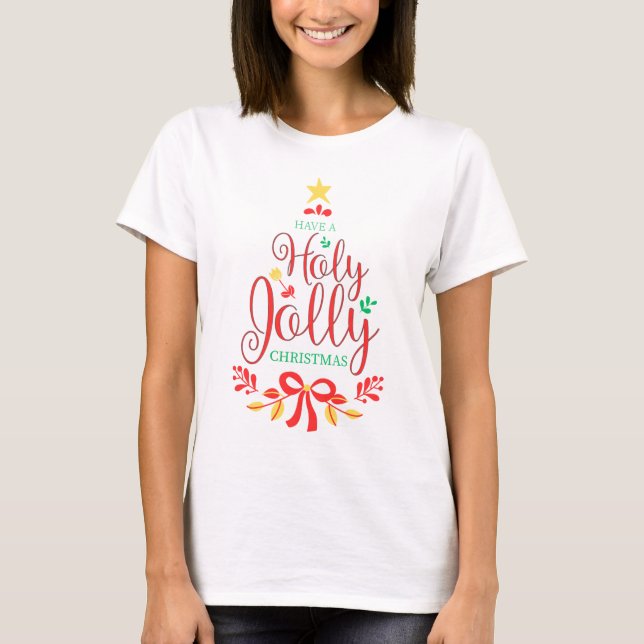 Holy Jolly Womens Basic T-Shirt in White (Front)