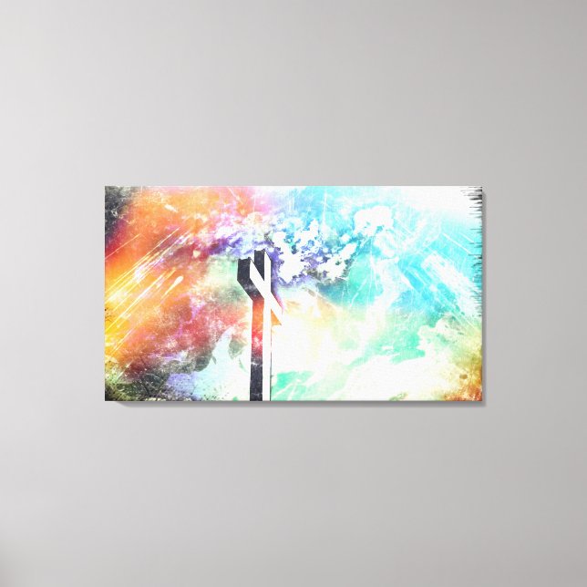 Holy Land Cross Grunge Art Wrapped Canvas (Front)