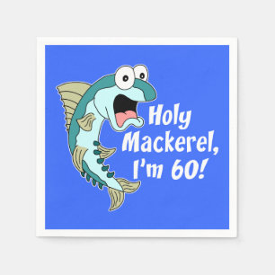Holy Mackerel I'm 60 Blue 60th Party Napkins