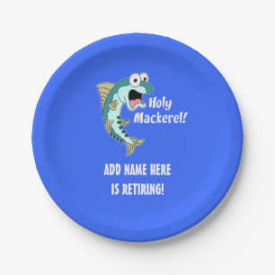 Holy Mackerel Personalized Retirement Party Paper Plate