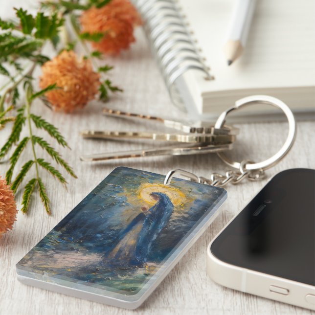 Holy Mary Religion Impressionism Keychain (Front Right)