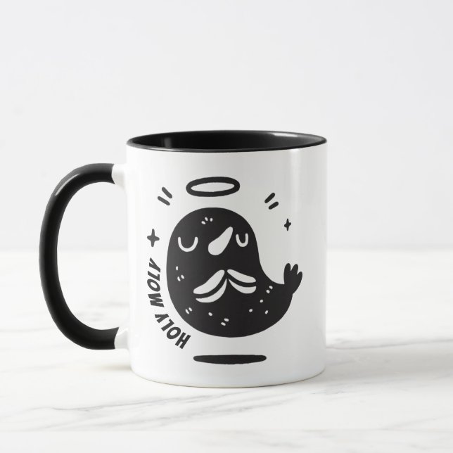 Holy Moly Moustache Mole Mug – Funny Floating  (Left)