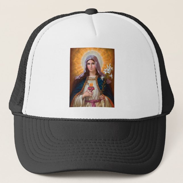 Holy mother Mary Immaculate Heart,Catholic faith Trucker Hat (Front)