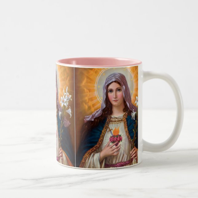 Holy Mother Mary Immaculate heart,St Mary,Catholic Two-Tone Coffee Mug (Right)