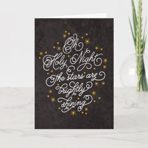 Holy Night Elegant Script Personalized Christmas Holiday Card
