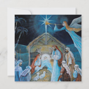 Holy Night Harmony: A Peaceful Nativity Scene Holiday Card