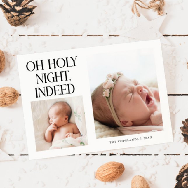 Holy Night Indeed Xmas White Birth Announcement (Creator Uploaded)