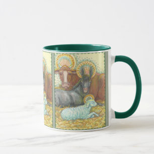 HOLY NIGHT Nativity Animals In Stable RINGER MUG