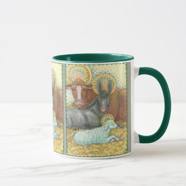 HOLY NIGHT Nativity Animals In Stable RINGER MUG (Right)