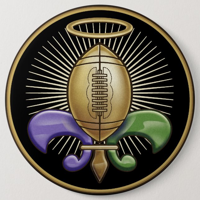 Holy NOLA Trophy (p) 6 Inch Round Button (Front)
