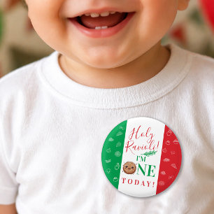 Holy Ravioli I'm 1 Today Meatball Birthday Party Inch Round Button