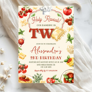 Holy Ravioli Italian Pasta Theme Boy 2nd Birthday Invitation