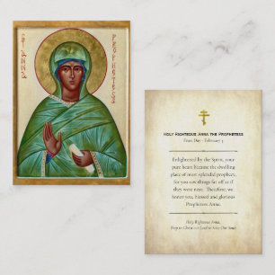 Holy Righteous Anna the Prophetess Prayer Card