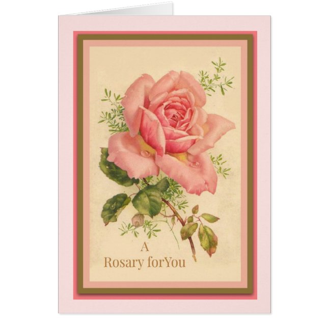 Holy Rosary with pink roses Prayer (Front)