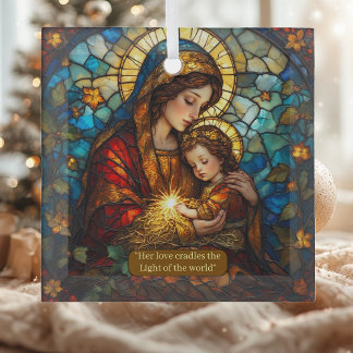 Holy Sacred Madonna A Mother’s Divine Love Vintage Glass Ornament