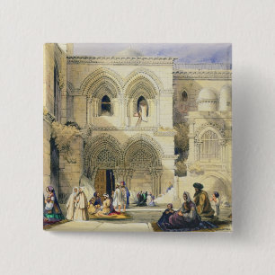 Holy Sepulchre, in Jerusalem (colour litho) 2 Inch Square Button
