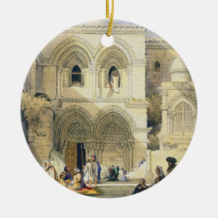 Holy Sepulchre, in Jerusalem (colour litho) Ceramic Ornament