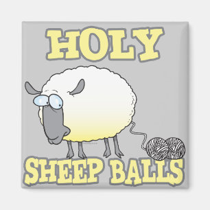 holy sheep balls funny unraveling yarn sheep magnet