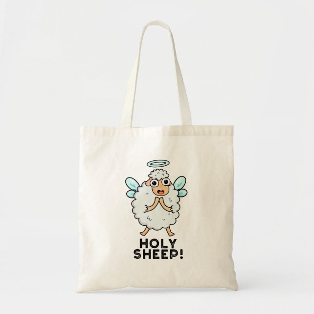 Holy Sheep Funny Animal Pun  Tote Bag (Front)