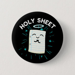 Holy Sheet Funny Halo Paper Pun Dark BG 2 Inch Round Button