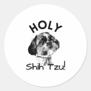 Holy Shih Tzu! Cute Black and White Shih Tzu Dog Classic Round Sticker