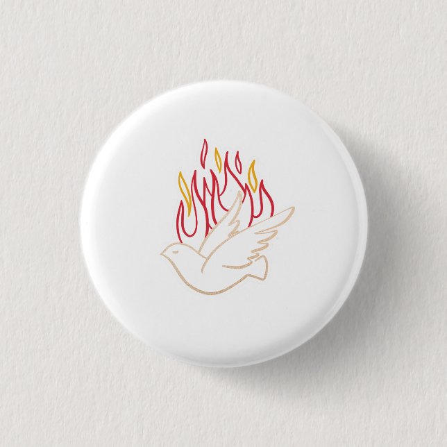 Holy Spirit -  Dove and Flames Illustration  1 Inch Round Button (Front)