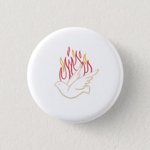 Holy Spirit -  Dove and Flames Illustration  1 Inch Round Button