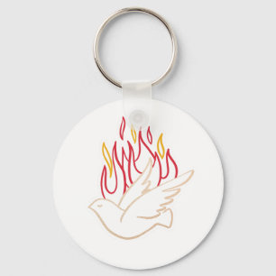 Holy Spirit -  Dove and Flames Illustration  Keychain