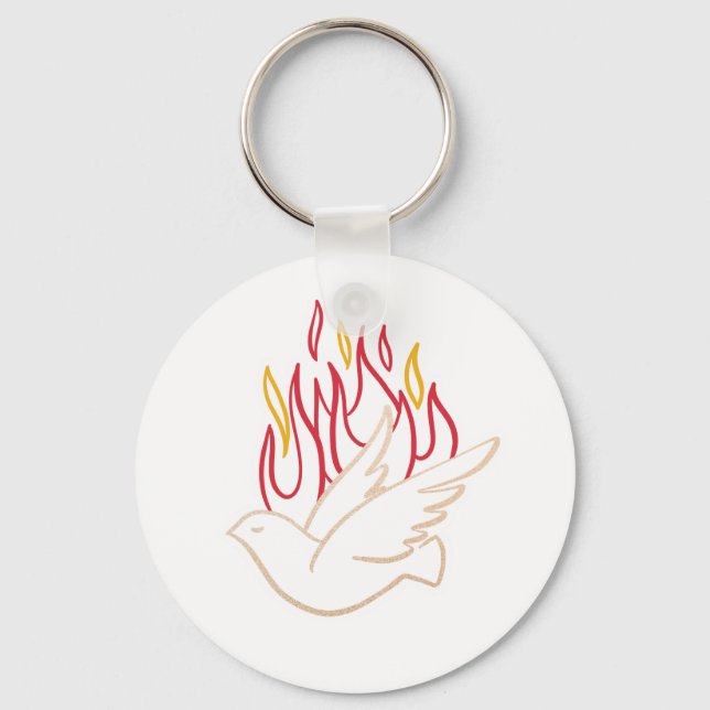 Holy Spirit -  Dove and Flames Illustration  Keychain (Front)
