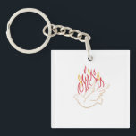 Holy Spirit -  Dove and Flames Illustration   Keychain<br><div class="desc">Beautiful Faux gold illustration of dove and colourful flames as representation of Holy Spirit. Perfect for Confirmation celebration</div>