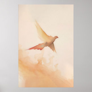 Holy Spirit Dove Boho Watercolor Christian Art Poster