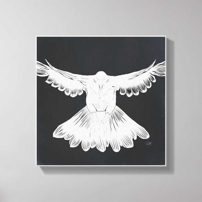 Holy Spirit Dove Design Comic Style No. 2 Black Canvas Print (Front)