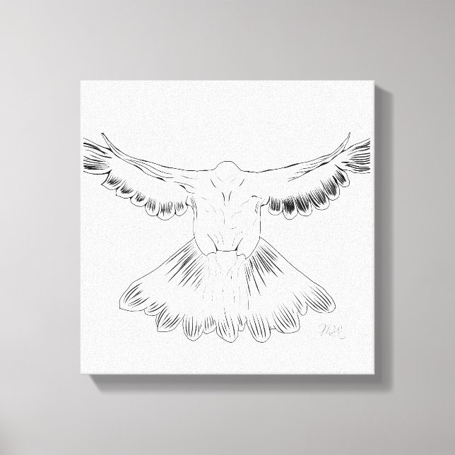 Holy Spirit Dove Design Comic Style No. 4 Black Canvas Print (Front)